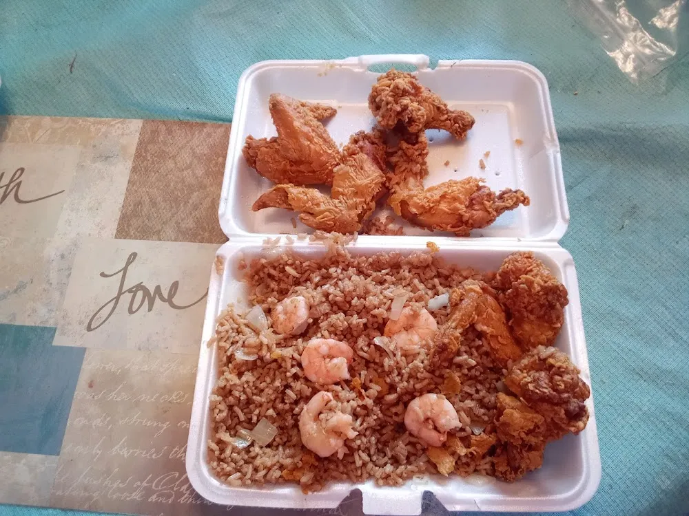 Shrimp Fried Ricew Chicken Wings Dinner